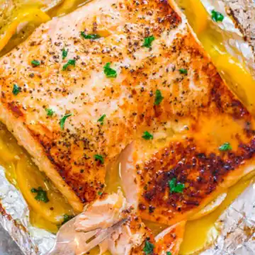 Garlic Butter Salmon by Averie Cooks