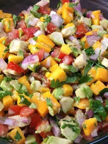 Fresh Homemade Mango Avocado Salsa - Easy salsa for summer gatherings, cookouts, BBQ.