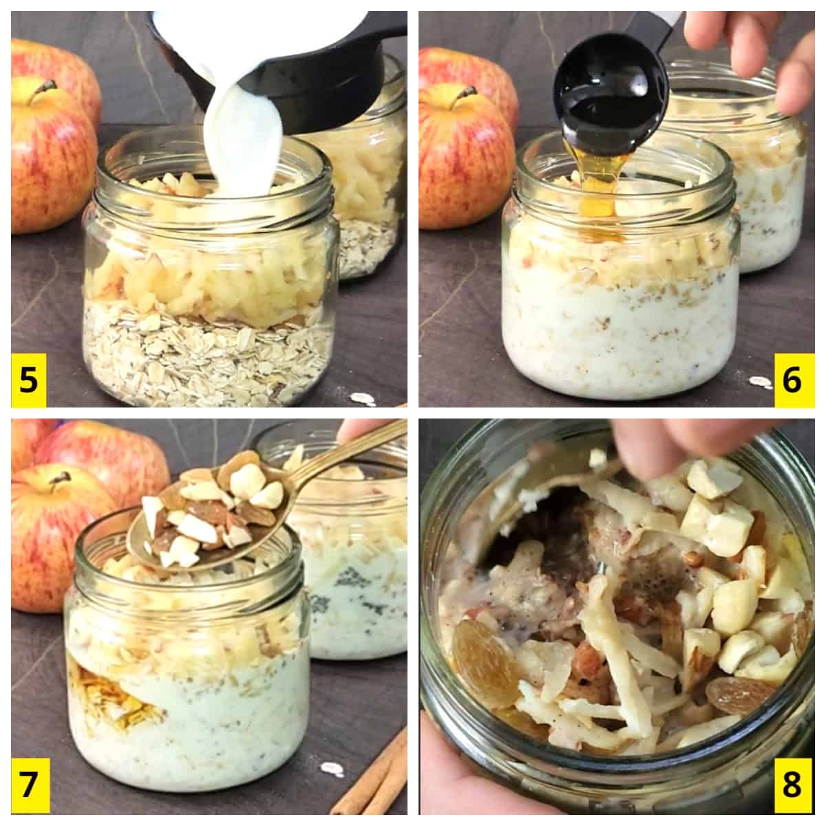 Make ahead breakfast recipe. Overnight oats with apples.