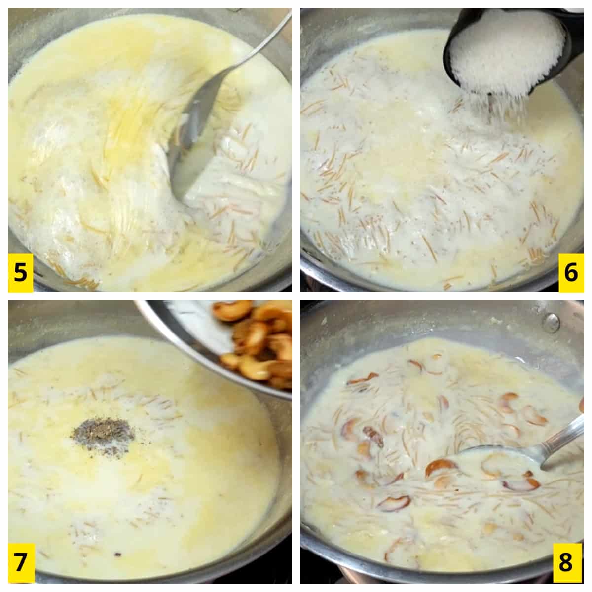 Making of thick and creamy vermicelli payasam (kheer).