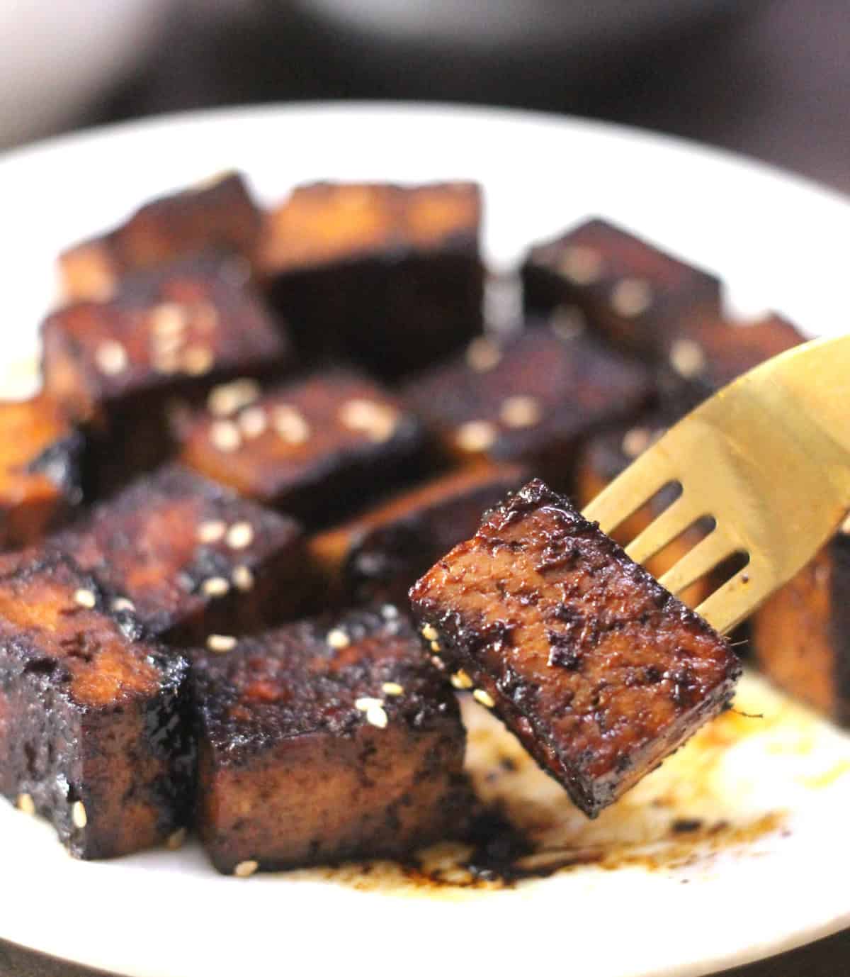 crispy pan fried marinated tofu recipe.