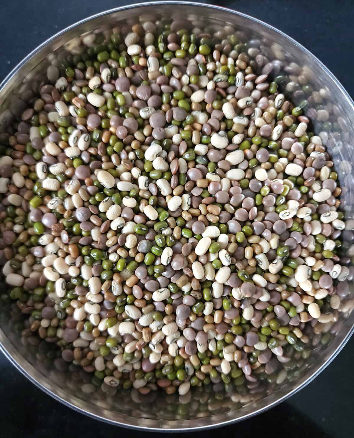 Dried mixed pulses or beans to sprout.
