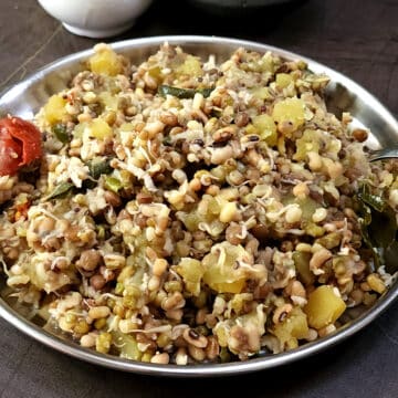 Sprouted beans and sweet potatoes (sundal or usli) - high-protein meal for weight loss, fasting.