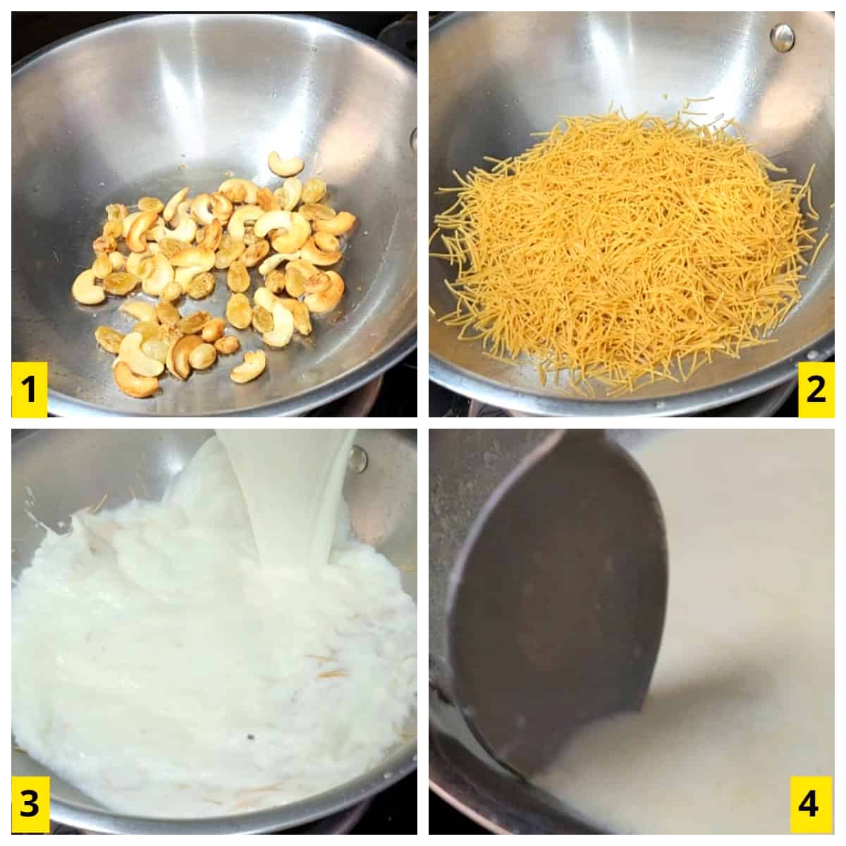 How to roast vermicelli and boil in milk to make kheer.